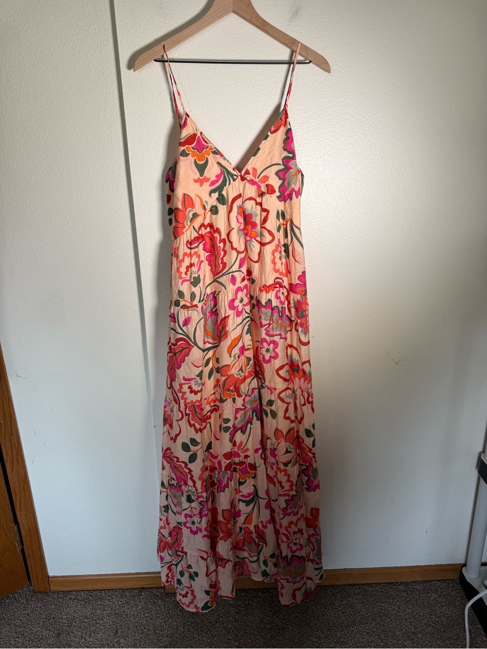 1. STATE Peach Sleeveless Women’s Autumn Wedding Guest Floral Maxi Dress L - Picture 7 of 9
